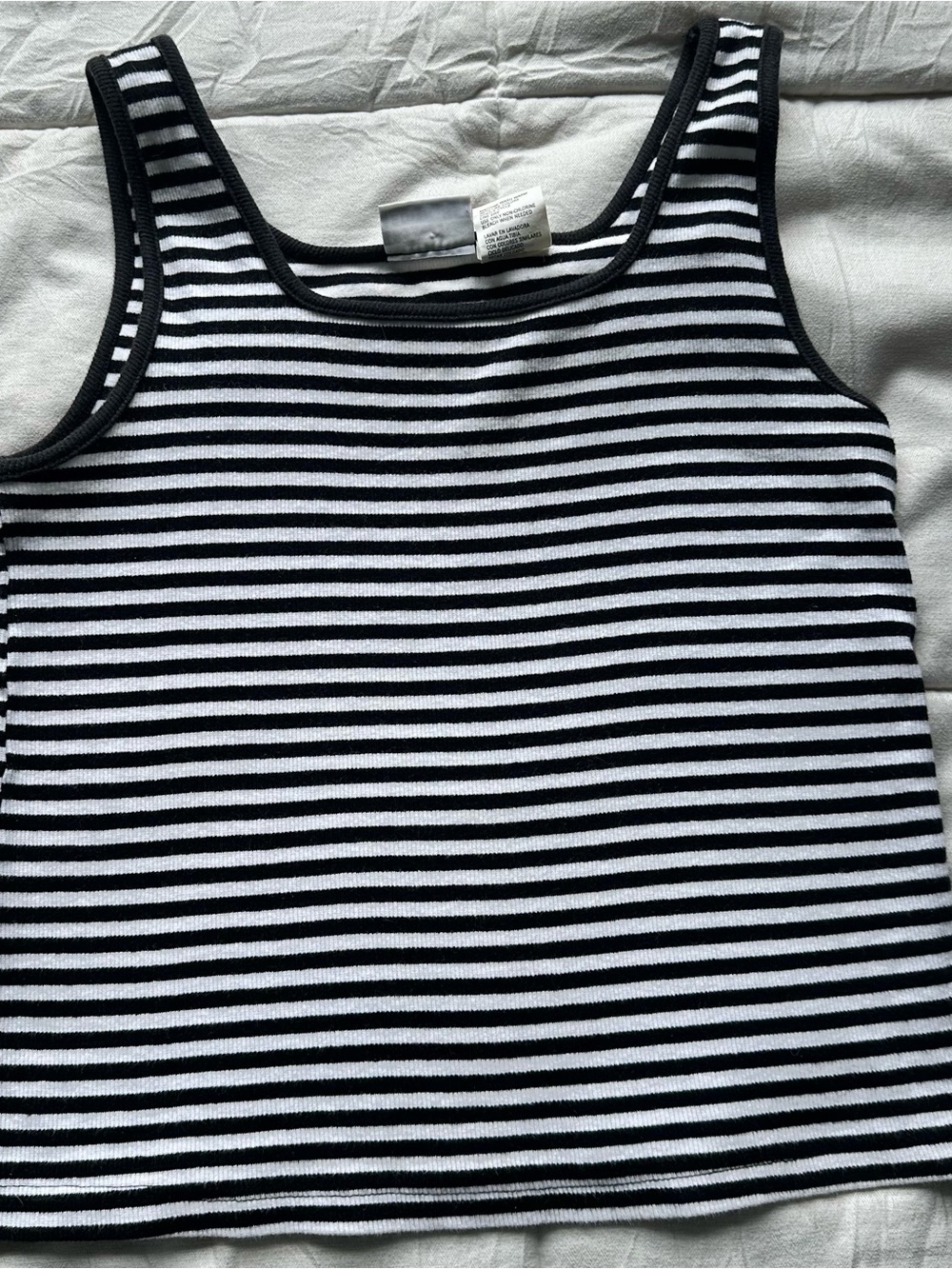 Basic Editions Black and White Striped Tank Top